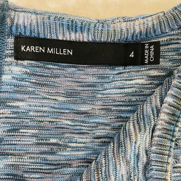 KAREN MILLEN {4} Dress Light Blue Metallic Knit Bodycon - Picture 15 of 15